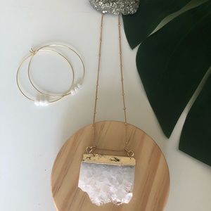 Necklace festival earring set white minimalist